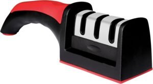 DTDF-Kitchen Knife Sharpener,3-Stage Kitchen Knife Sharpener – Manual Knife Sharpening Tool with Ceramic Stone & Tungsten Carbide Plates – Sharpens Knives for Home & Restaurant Use