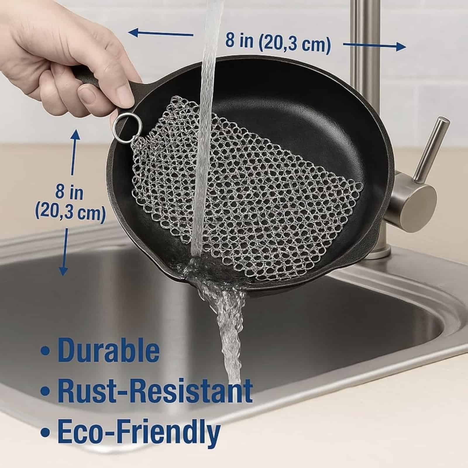 DTDF-Cast Iron Scrubber, 8 Inch Stainless Steel Scrubber
